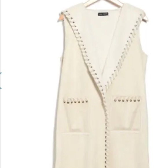 NEW Nordstrom Rack Love Token Whipstitch Trim Faux Suede Faux Fur Vest - Picture 15 of 15